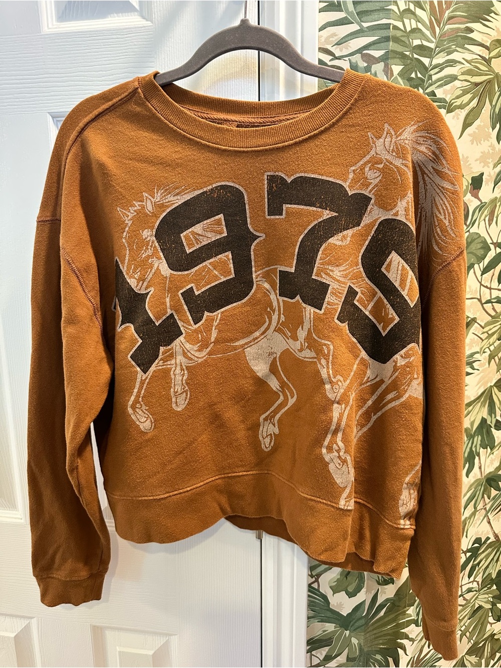 Anthropologie Pilcro 1979 Western Horse Graphic Sweatshirt Brown XS - Picture 2 of 8